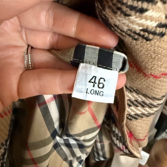 Vintage Burberry Burberrys Trench Coat Tan Plaid Lined Belted 46 Long Classic - Picture 6 of 16